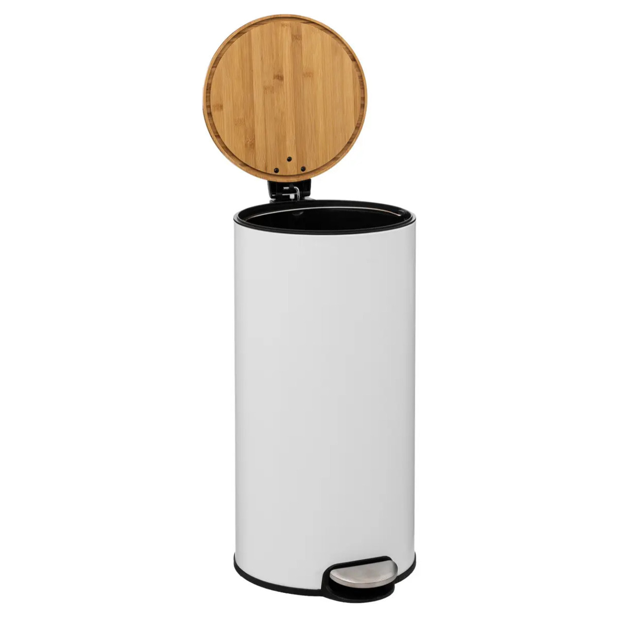 Poubelle couvercle bambou 30L "Modern Color" blanc