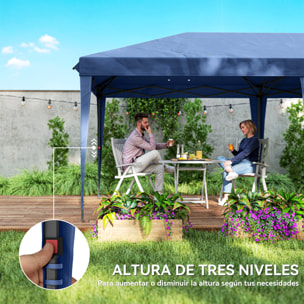 Carpa Plegable 6x3 m, Pop-up, con 4 Laterales Desmontables, Cenador de Jardín con 2 Ventanas Visibles, Bolsa de Transporte, Impermeable, Anti-UV, Gazebo para Camping, Fiestas, Exterior, Azul