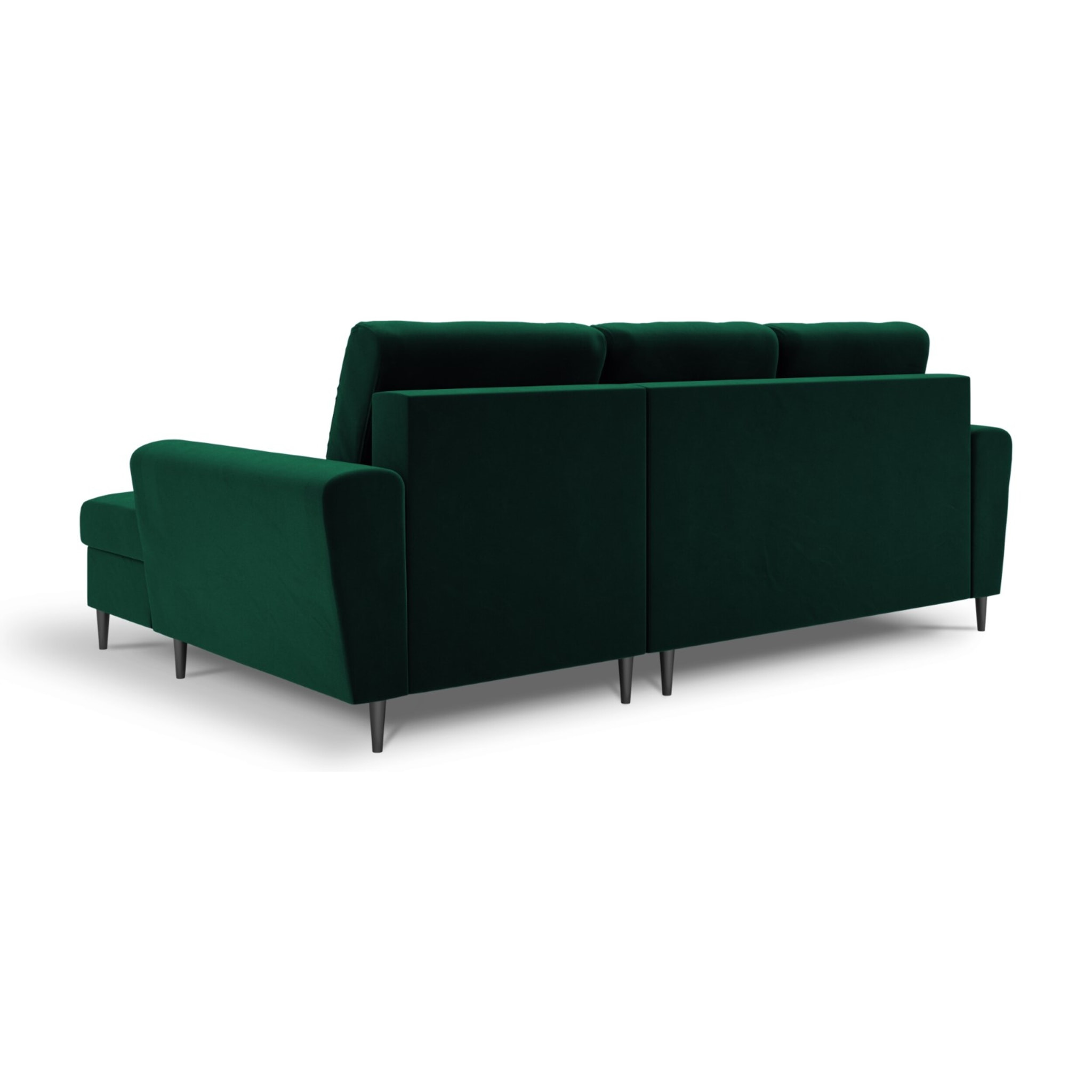 Canapé d'angle droit convertible avec coffre de rangement "Kyoto" 4 places en velours vert bouteille