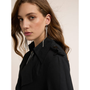 Motivi - Trench doppiopetto in tessuto tecnico - Nero