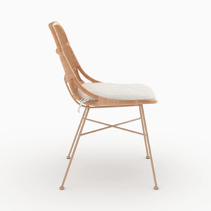 Lot de 2 chaises en rotin beige et pieds en métal beige - Moon