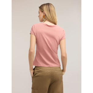 Motivi - Camiseta con drapeado lateral asimétrico - Rosa