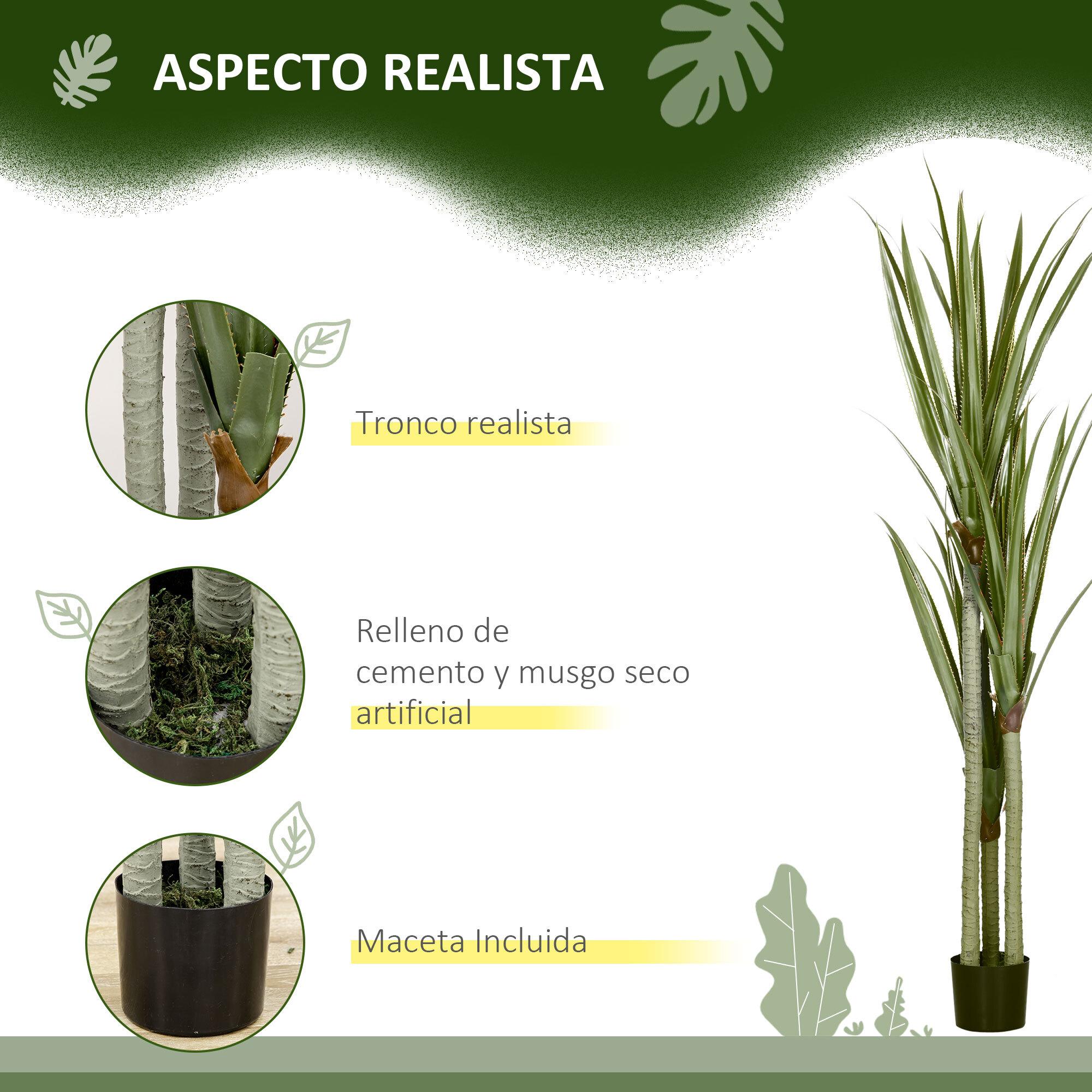 Planta Artificial de Yuca en Maceta 190 cm Planta Falsa con 39 Hojas Realistas para Decoración en Hogar Salón Oficina Jardín Ø17x190 cm Verde