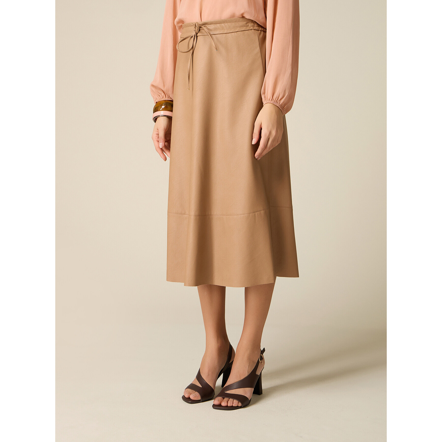 Oltre - Gonna midi ad A - Beige