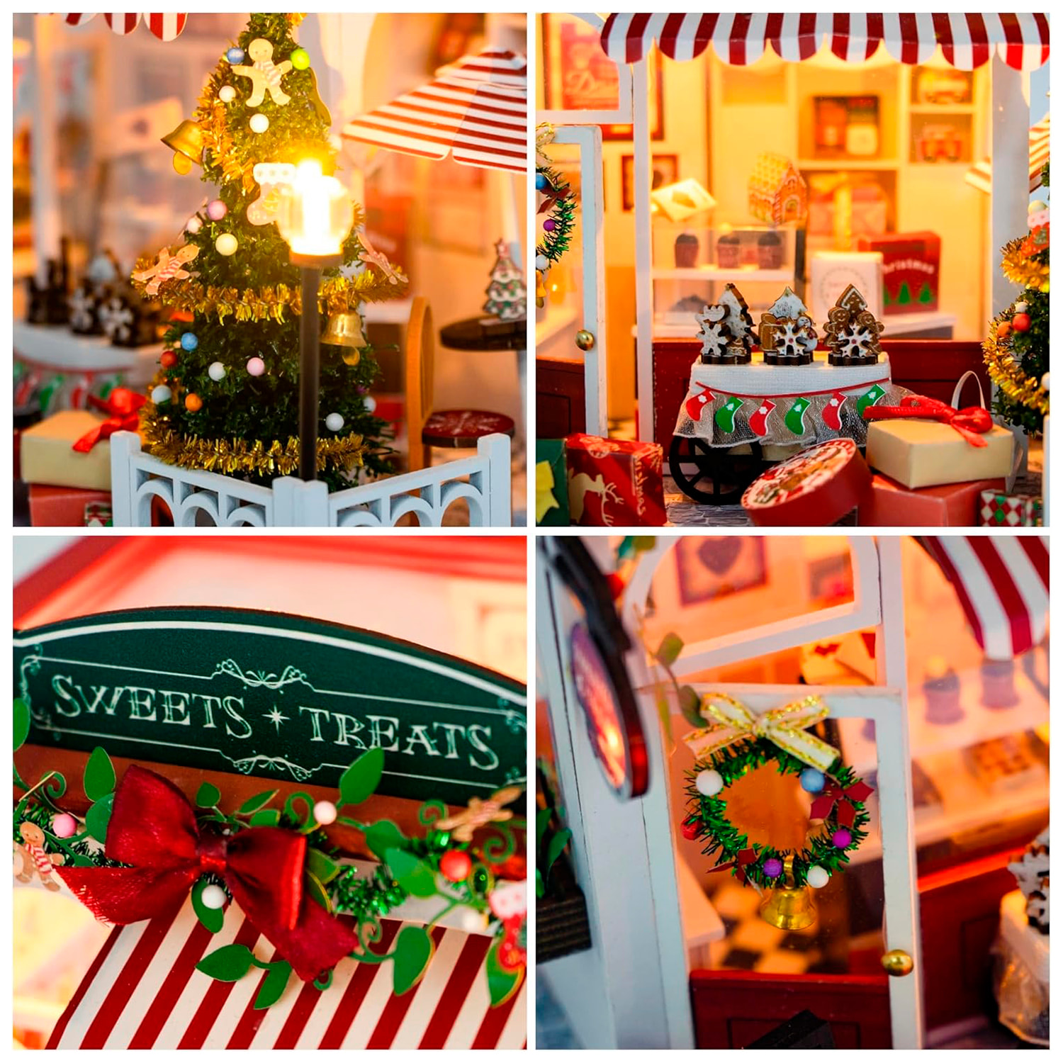 Casa de dulces navideña. Maqueta 3D realista con gran detalle y luces led.