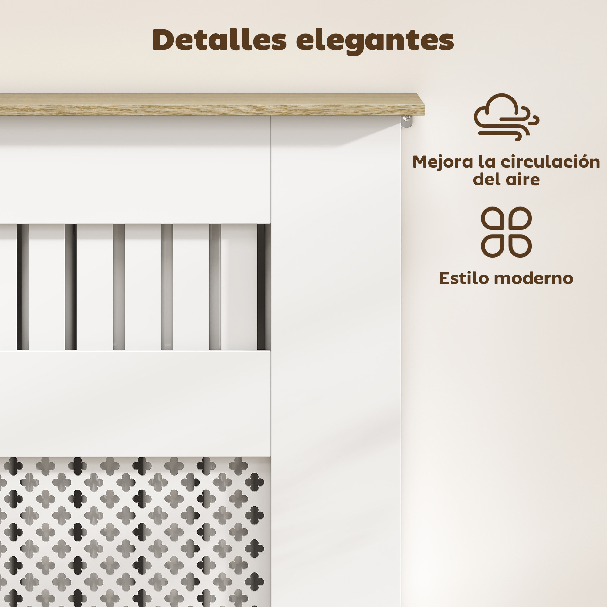 Cubre Radiadores, Cubreradiador de MDF, 78x19x81 cm, Cubierta para Radiador, Diseño Moderno de Listones y Nido de Abeja, para Salón, Dormitorio, Blanco