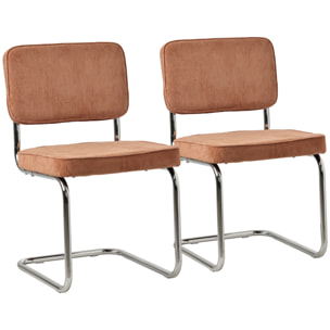 Lot de 2 chaises cantilever en velours côtelé terracotta MARIA