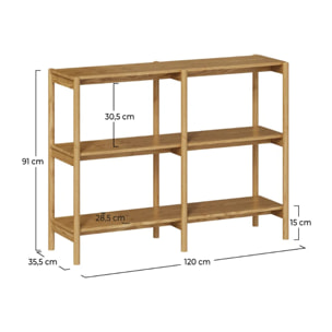 Etagère en bois d'hévéa massif, 2 étagères - Emel