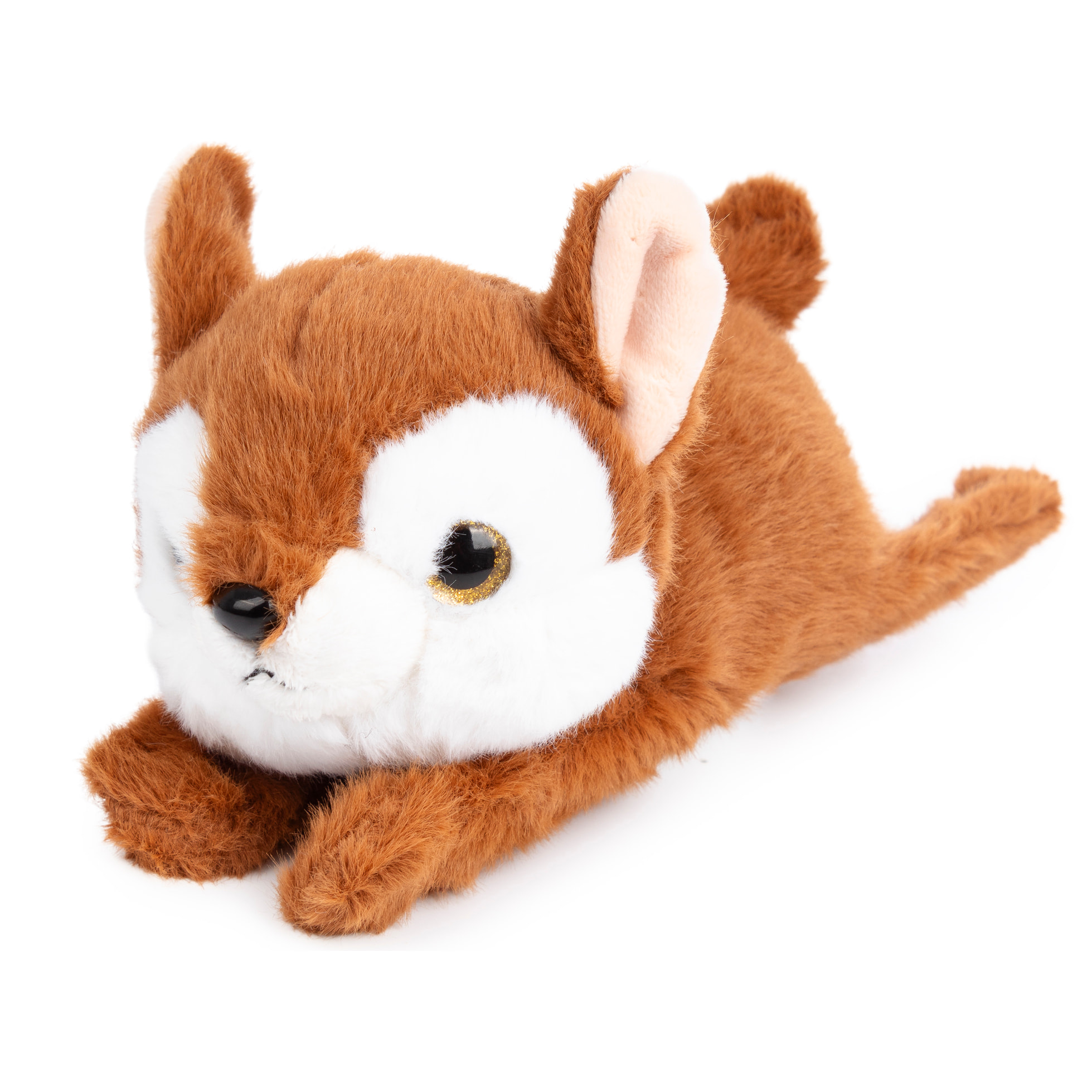 Peluche extra morbido e soffice. Design cervo con meccanismo retrattile. 18 cm.