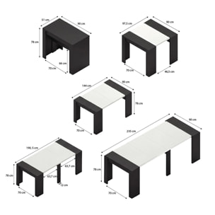 Mesa consola extensible en negro mate y blanco artik 50-235x90 cm Denis Negro Mate - Blanco Artik