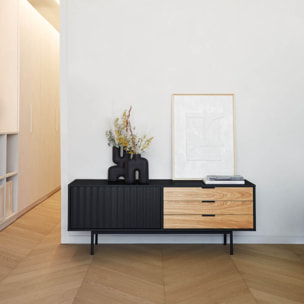 Mueble de televisión Sierra 1 puerta y 3 cajones negro y roble