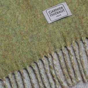 Plaid laine & autres fibres uni beige vert Duetto mousse