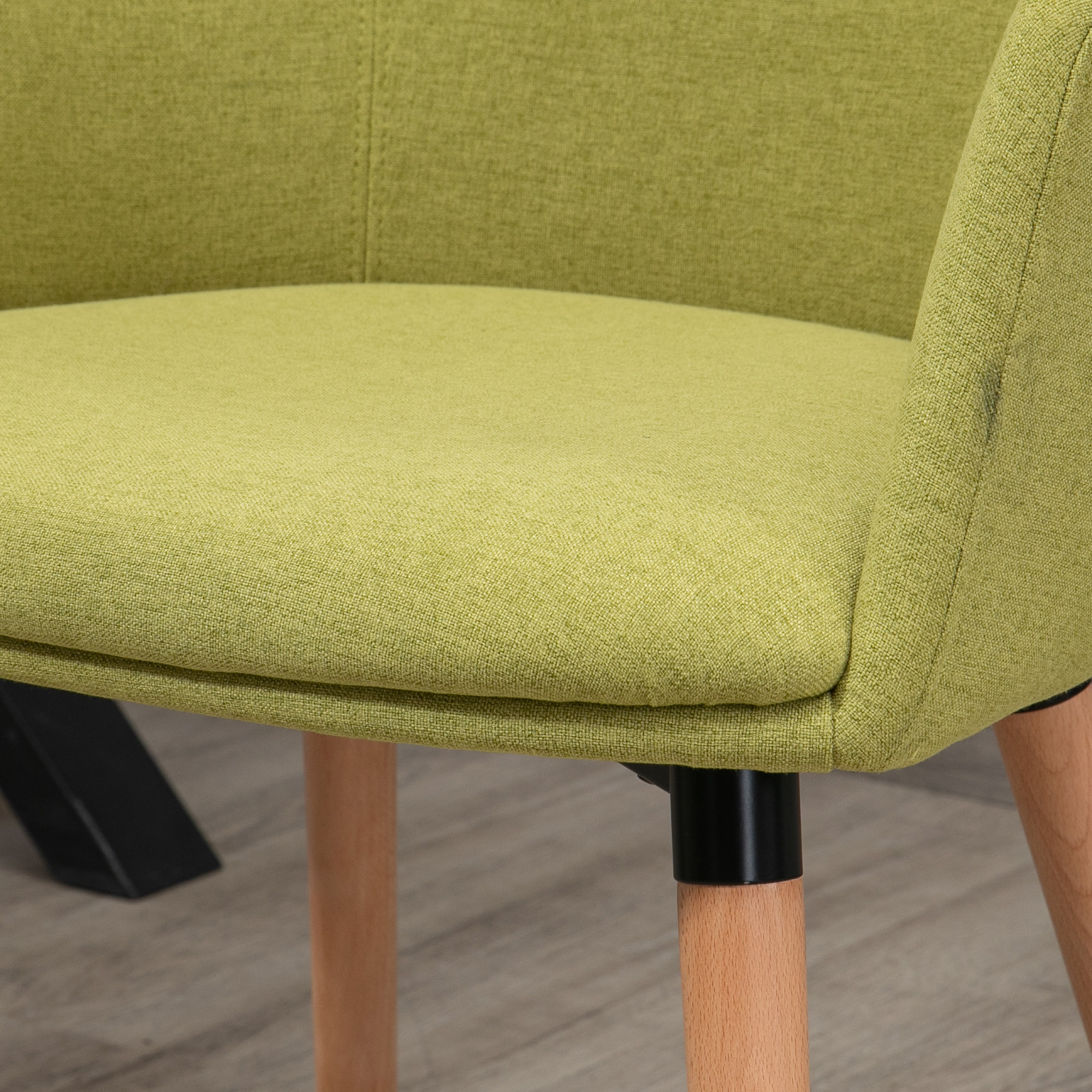 Silla de Comedor Butaca de Salón Tapizada en Lino Sintético con Reposabrazos y Patas de Madera para Oficina Dormitorio Carga 120 kg 57x56x72 cm Verde