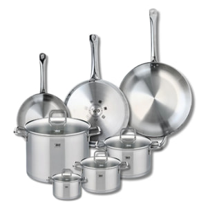 Ensemble de 3 Poêles de cuisson 24, 28 et 32 cm et 4 faitouts 12, 16, 20 et 26 cm Elo Profi Citrin