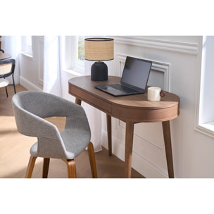 Chaises design en tissu gris et pieds en bois foncé noyer (lot de 2) SLAM