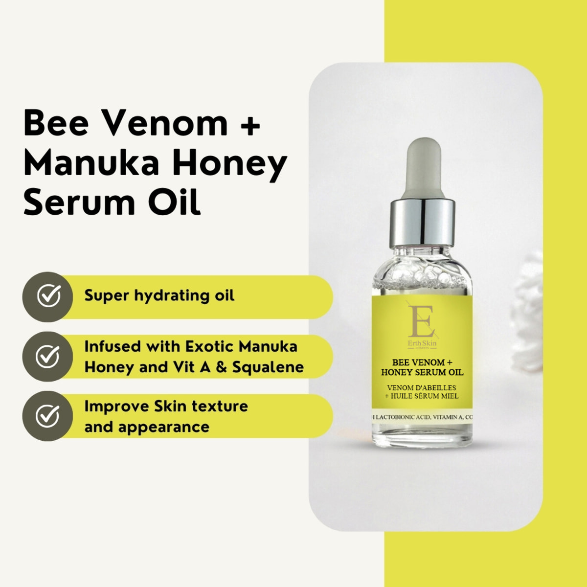 Aceite de suero de veneno de abeja + miel de Manuka