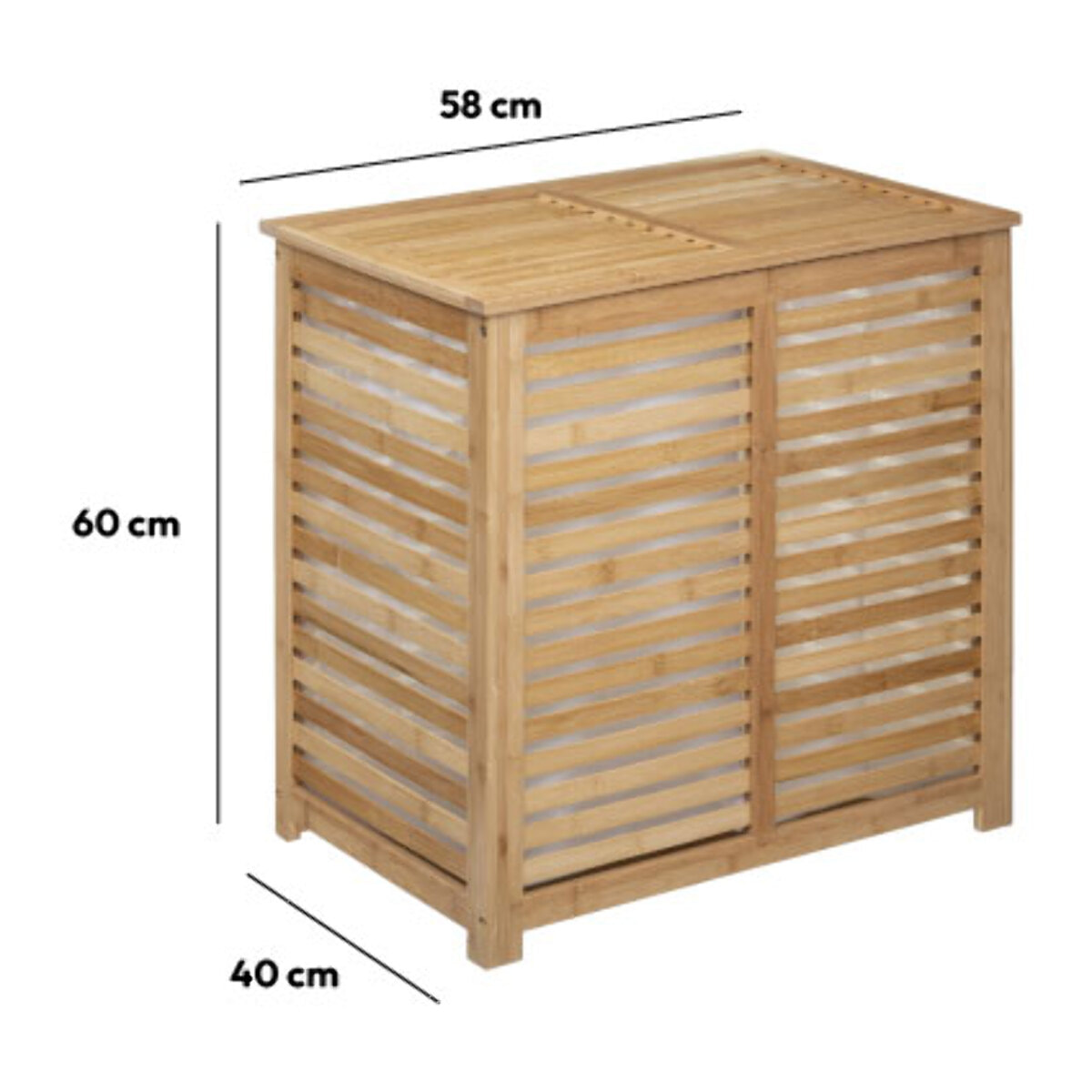 Panier à linge double 50L Bambou Sicela