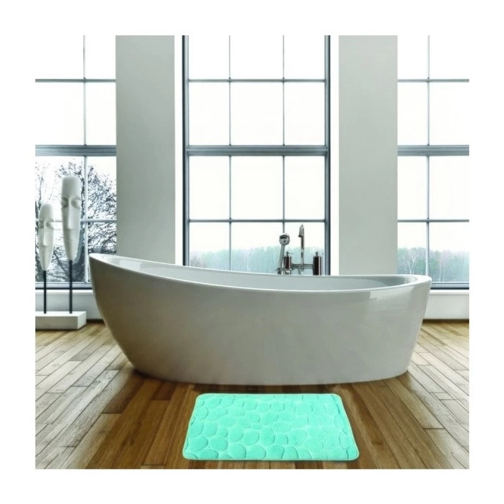 Tapis de bain Microfibre PEBBLE 40x60cm Bleu Turquoise MSV