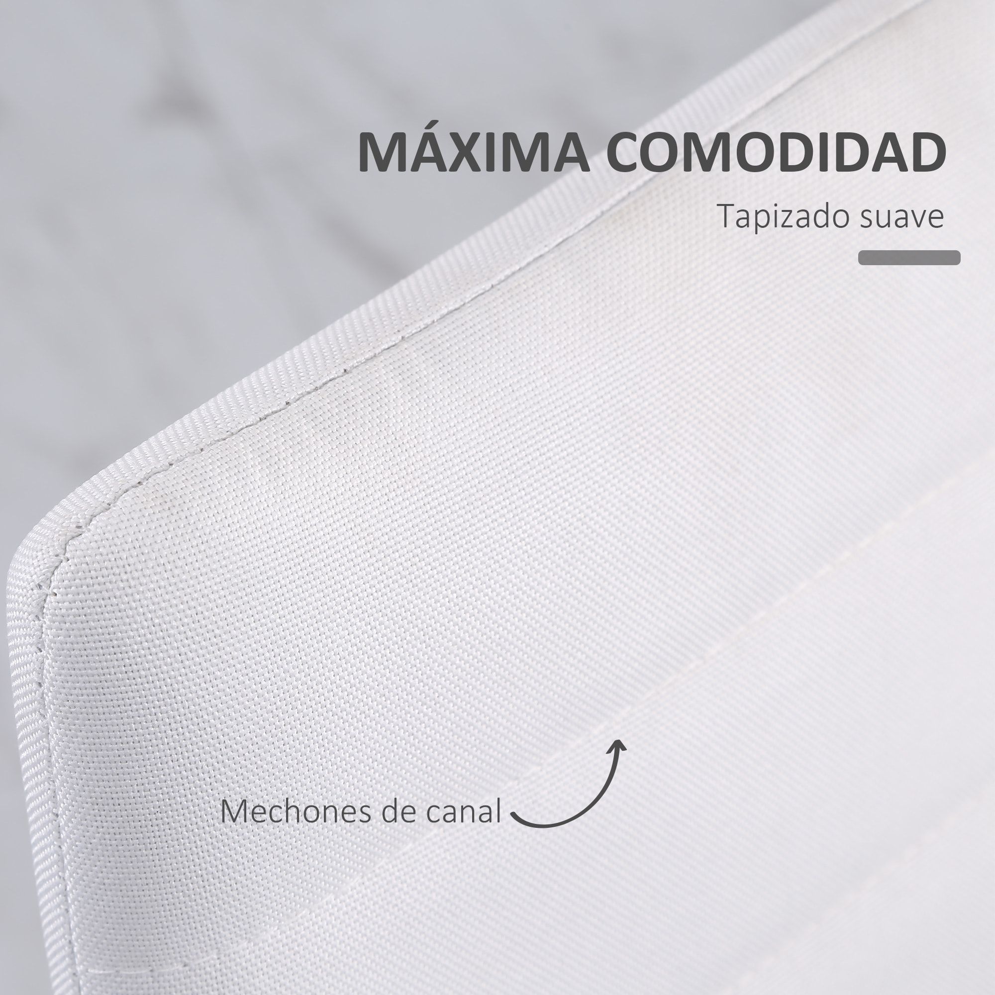 Pack de 4 Sillas de Comedor Modernas, Sillas de Cocina Tapizadas en Lino Sintético con Respaldo Alto y Patas de Metal, para Salón, Blanco