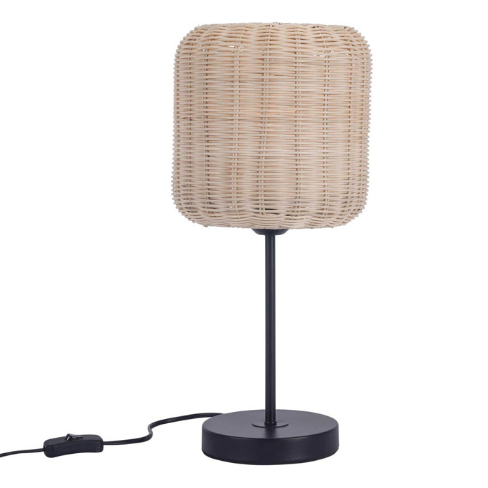FORLIGHT Cortic Sobremesa de rattan natural/ negro para bombilla E27