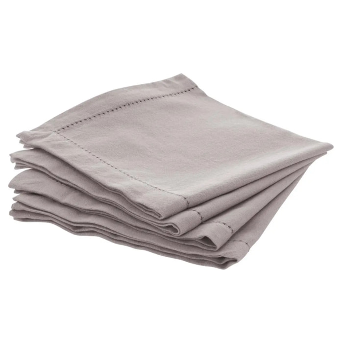 Lot de 4 serviettes de table "Chambray" gris souris 40x40cm