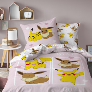 Parure de lit imprimée 100% coton, POKEMON EVOLI