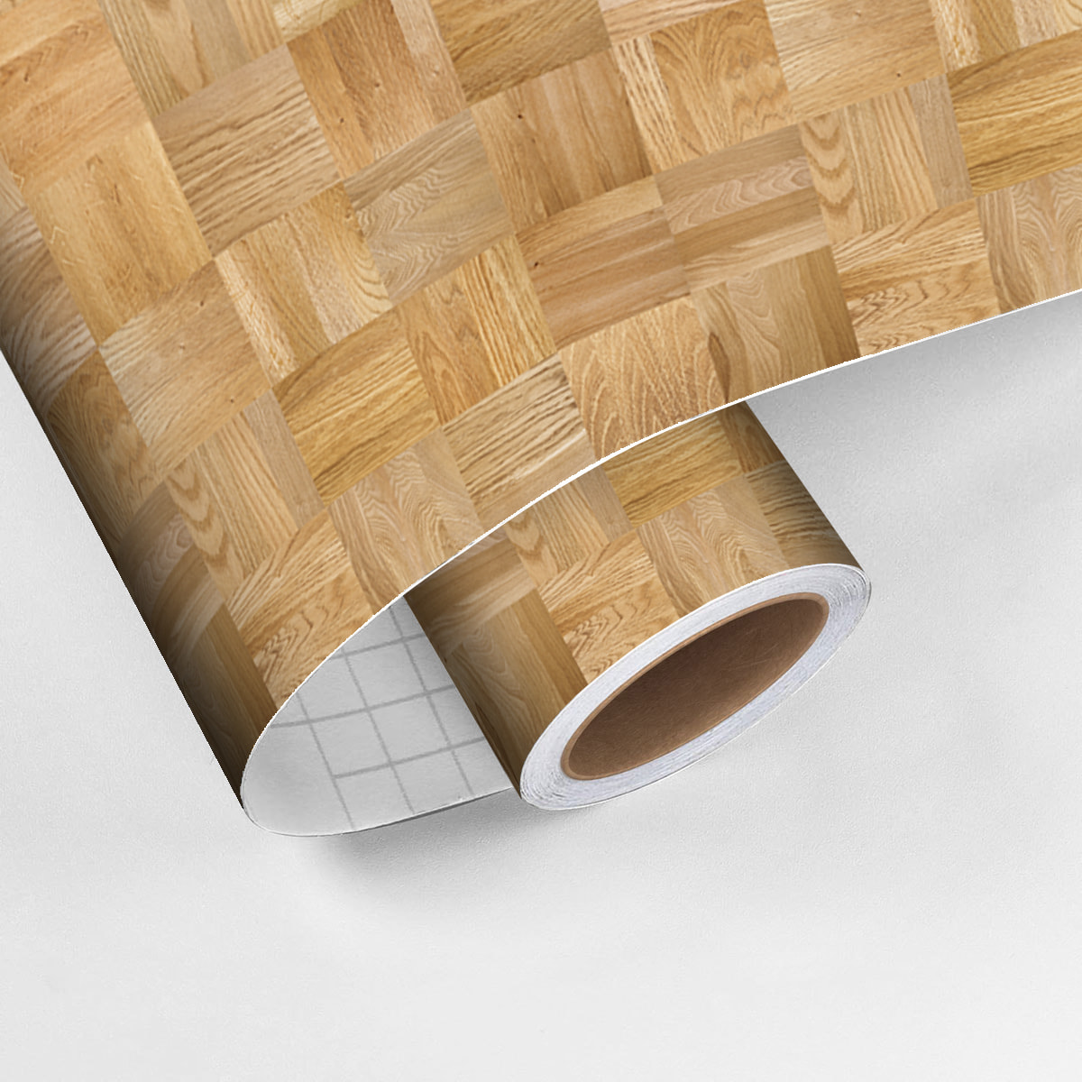 Revêtement sticker sol - PARQUET BOIS MOSAÏQUE - Rouleau adhésif Protection Anti-dérapant