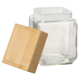 J-Line pot de conservation Louis - verre/bambou - transparent/naturel - medium