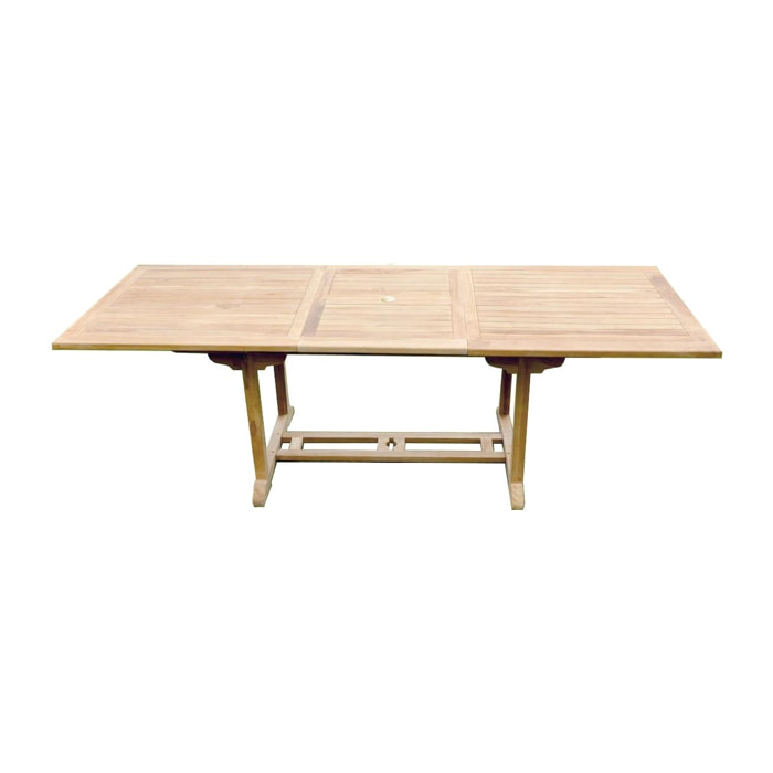 Table de jardin rectangle extensible en teck brut 10 personnes ADAGNA