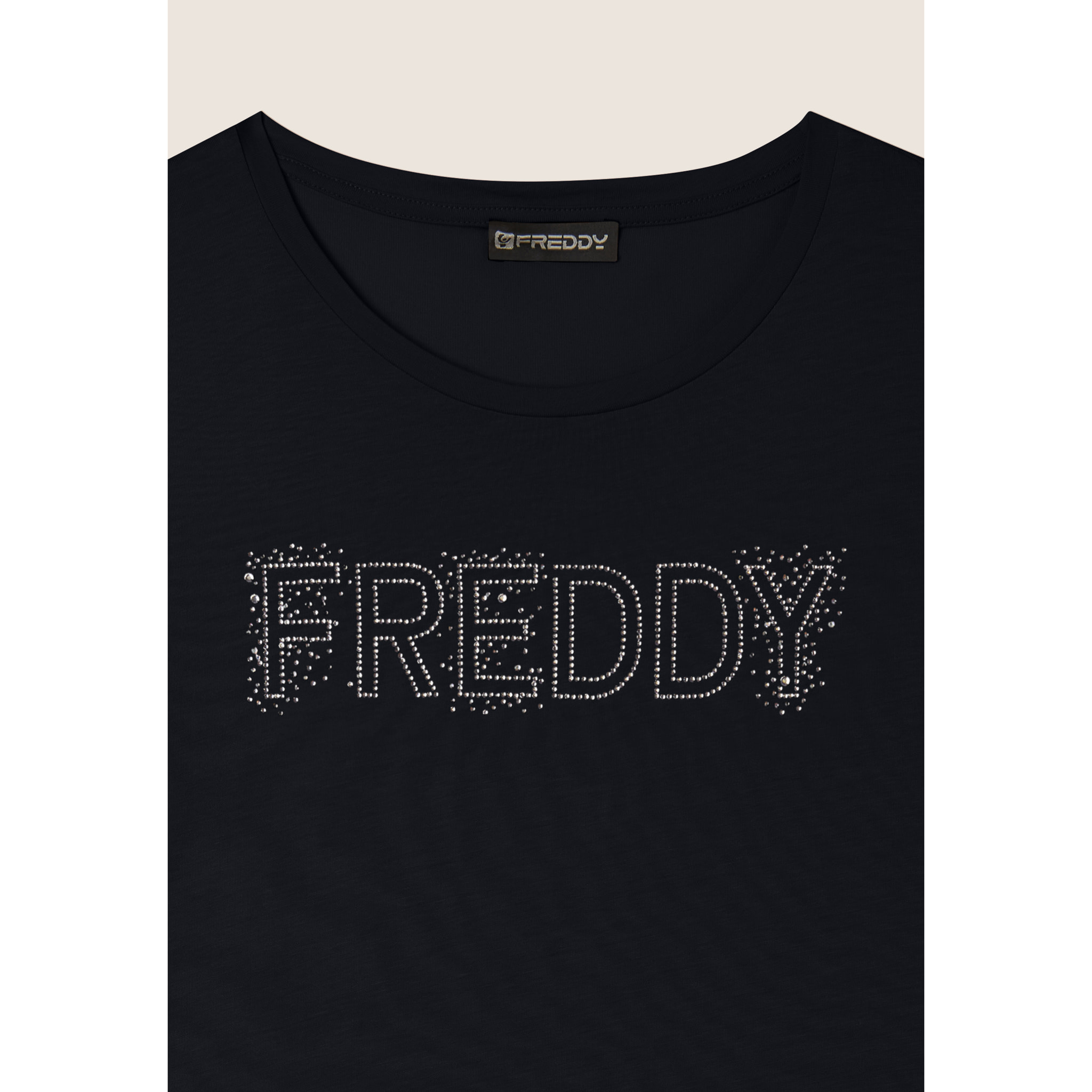 T-Shirt in jersey modal con Logo Strass