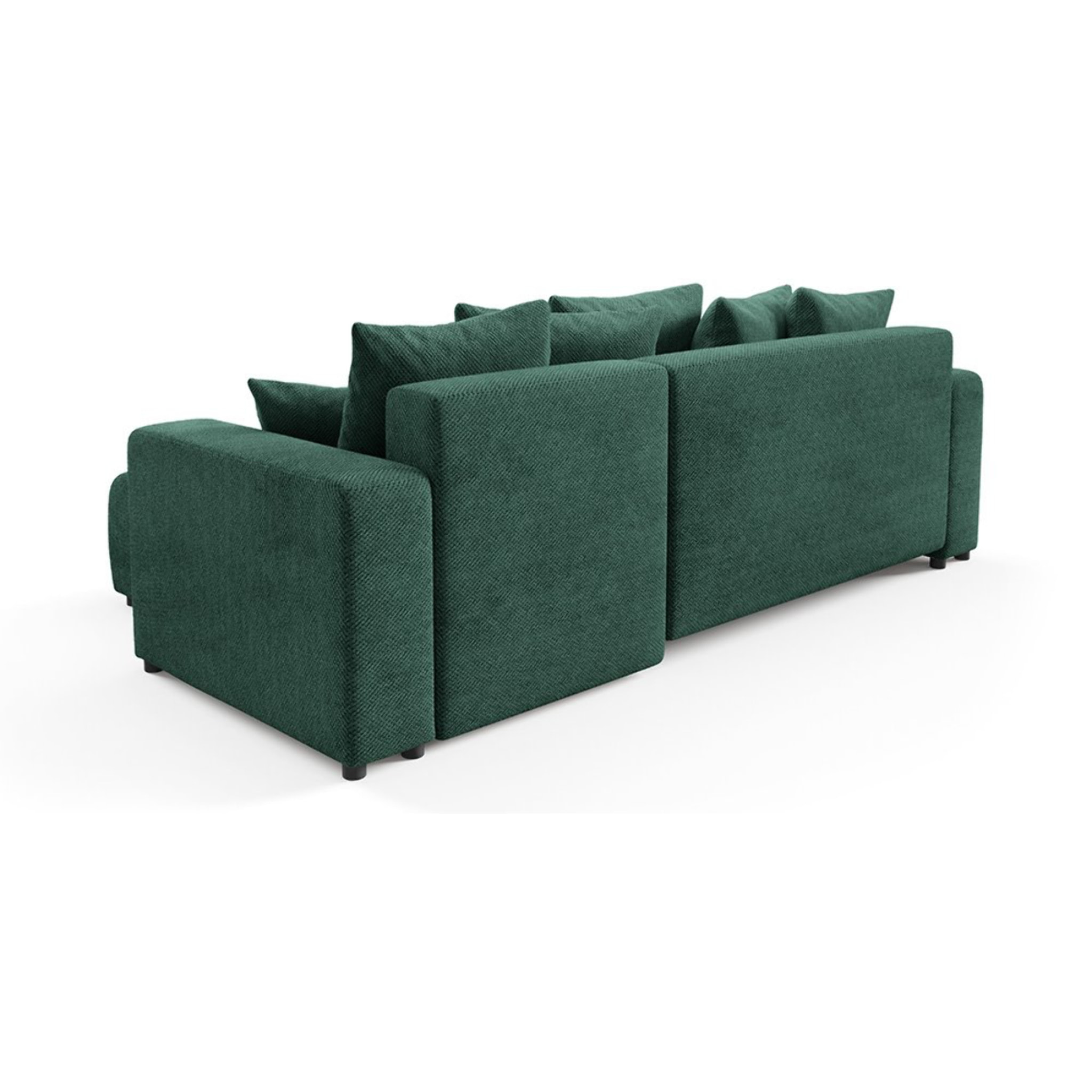 GLORIA - Canapé d'angle droit convertible 4 places en tissu vert