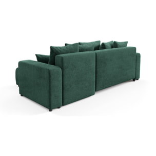 GLORIA - Canapé d'angle droit convertible 4 places en tissu vert