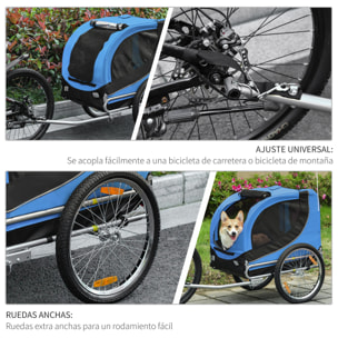 Remolque Bici Mascota de Oxford 130x73x90cm Azul y Negro