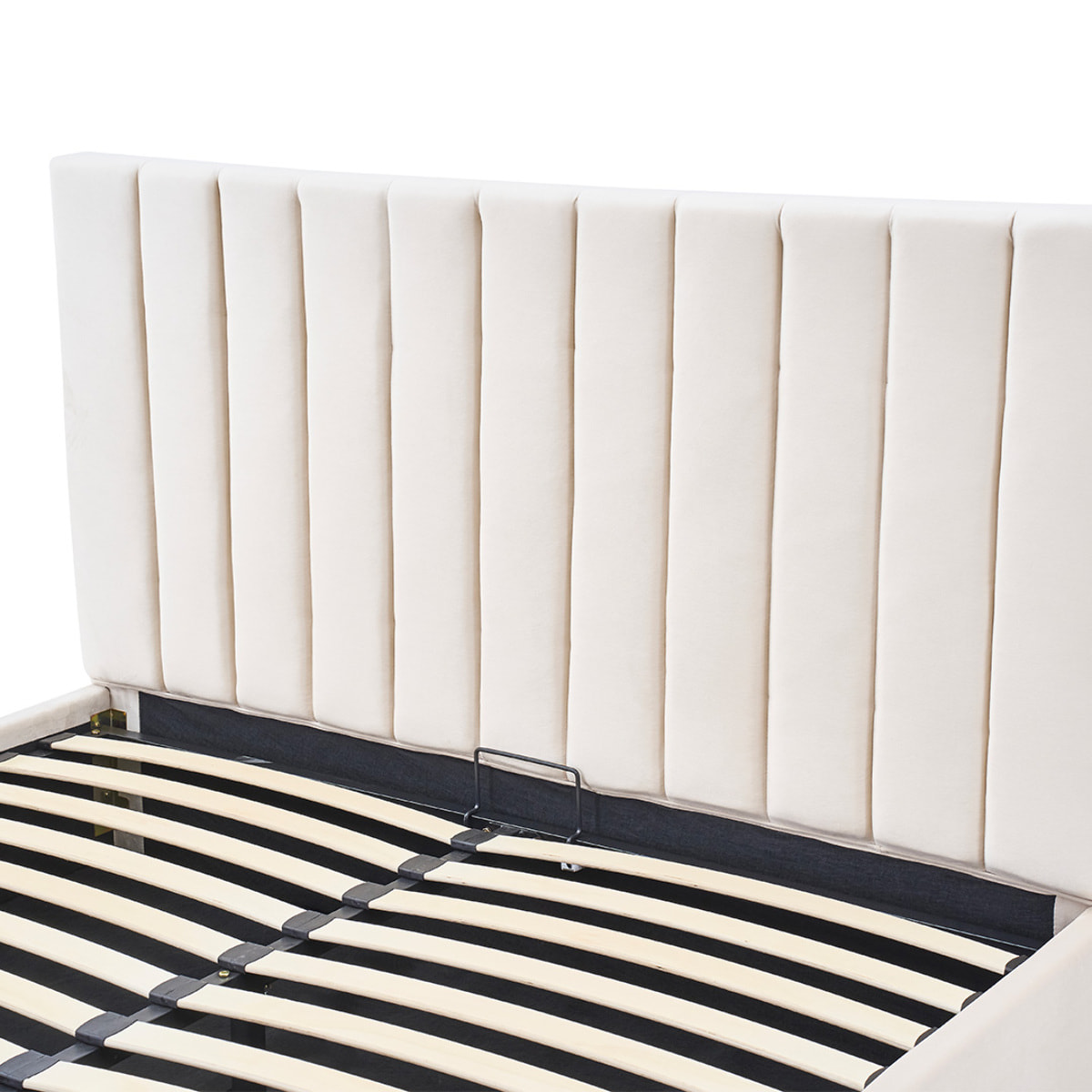 Lit coffre Giulia velours beige 1 place