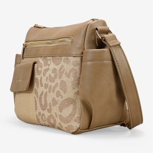 Bolso bandolera beige con bolsillos
