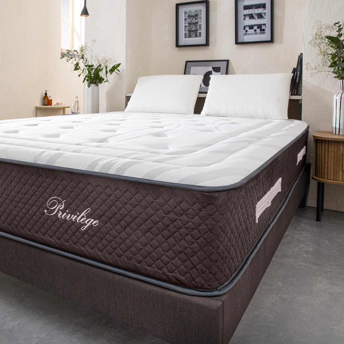 Matelas Hybride Privilège, soutien ferme, 30 cm, Mémoire de Forme Haute Densité & Ressorts Ensachés