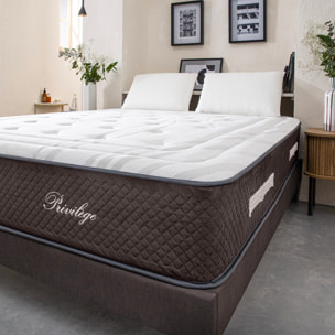 Matelas Hybride Privilège, soutien ferme, 30 cm, Mémoire de Forme Haute Densité & Ressorts Ensachés