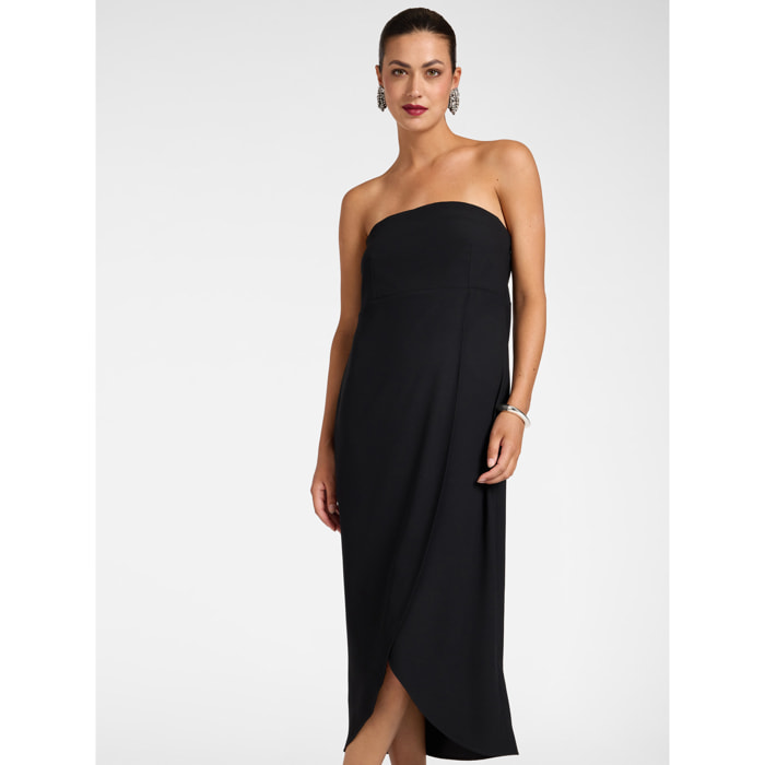 Elena Mirò - Vestido bustier drapeado - Negro