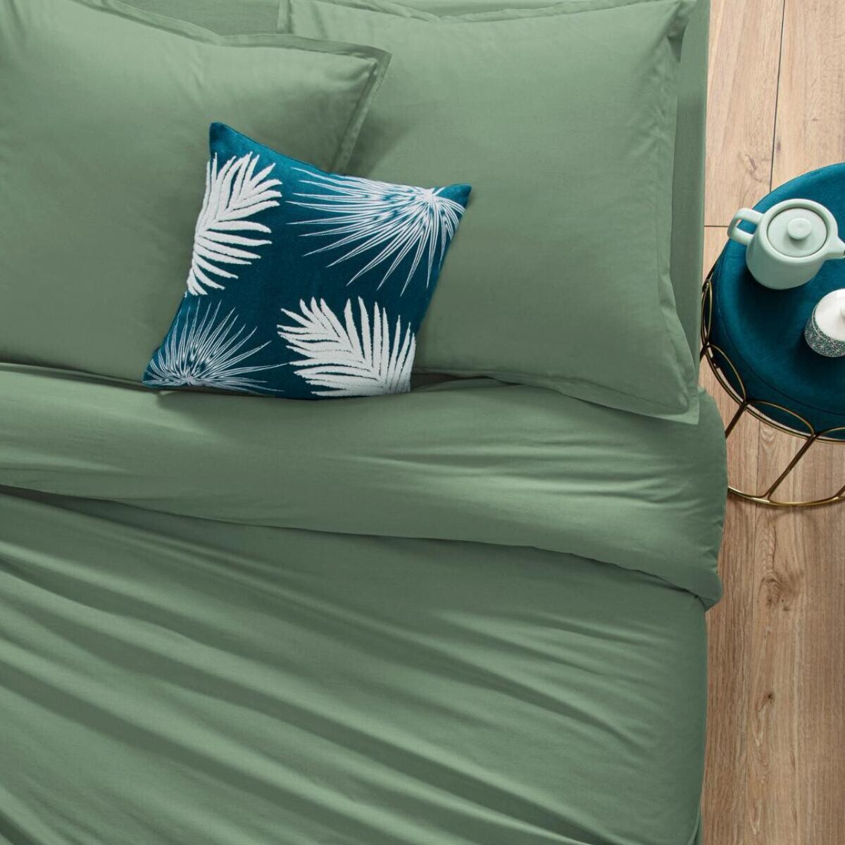Drap en coton - vert céladon 240x290 cm