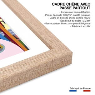 Affiche Chamonix Mont Blanc Affiche + cadre en bois - Chêne