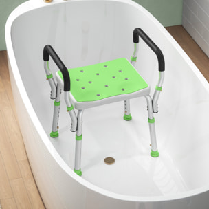 Chaise de douche tabouret de douche antidérapant - hauteur réglable, accoudoirs - alu HDPE vert