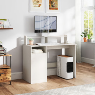 Escritorio con Estantería Moderno Escritorio con Puerta Compartimentos Abiertos y Soporte para Monitor Mesa para Estudio Dormitorio Hogar Oficina 108x50x94 cm Crema