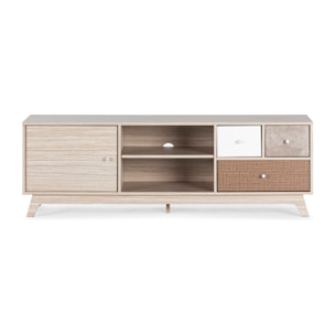 Mueble TV Maia 1 puerta y 3 cajones multicolor