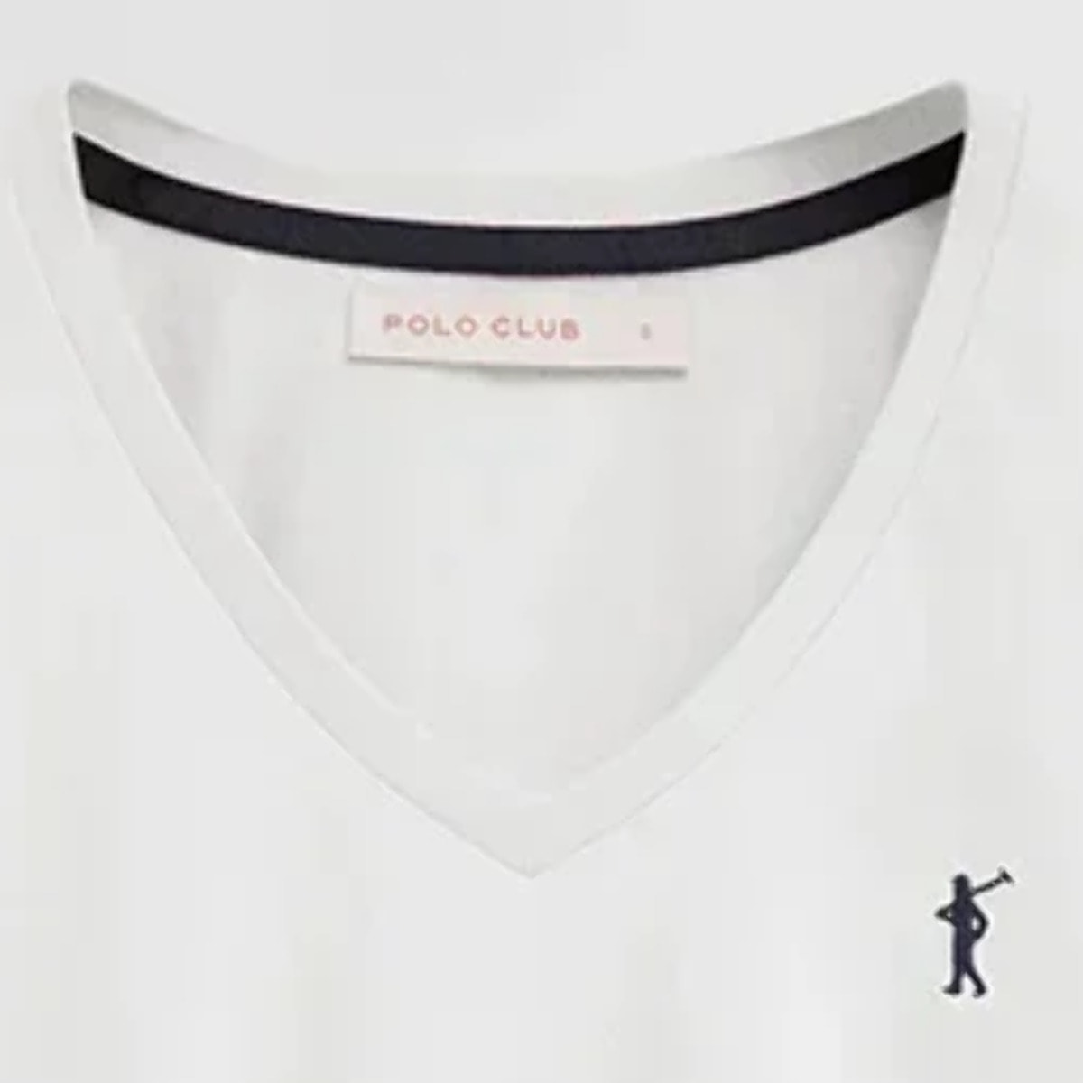Camiseta blanca de manga corta y cuello pico con bordado Rigby Go