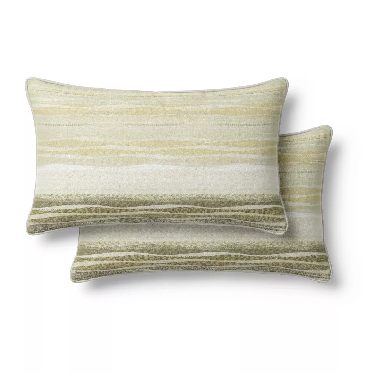 Lot de 2 taies satin de coton imprimé jaune ecru Strates limoni