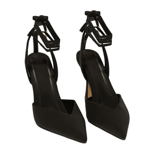 Décolleté slingback nere in lycra, tacco 9,5 cm