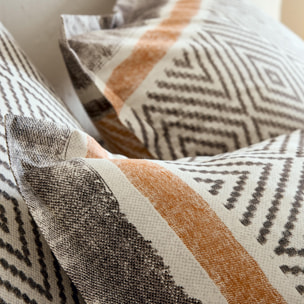 Taie d’oreiller coton 57 fils motif géométrique - Noir