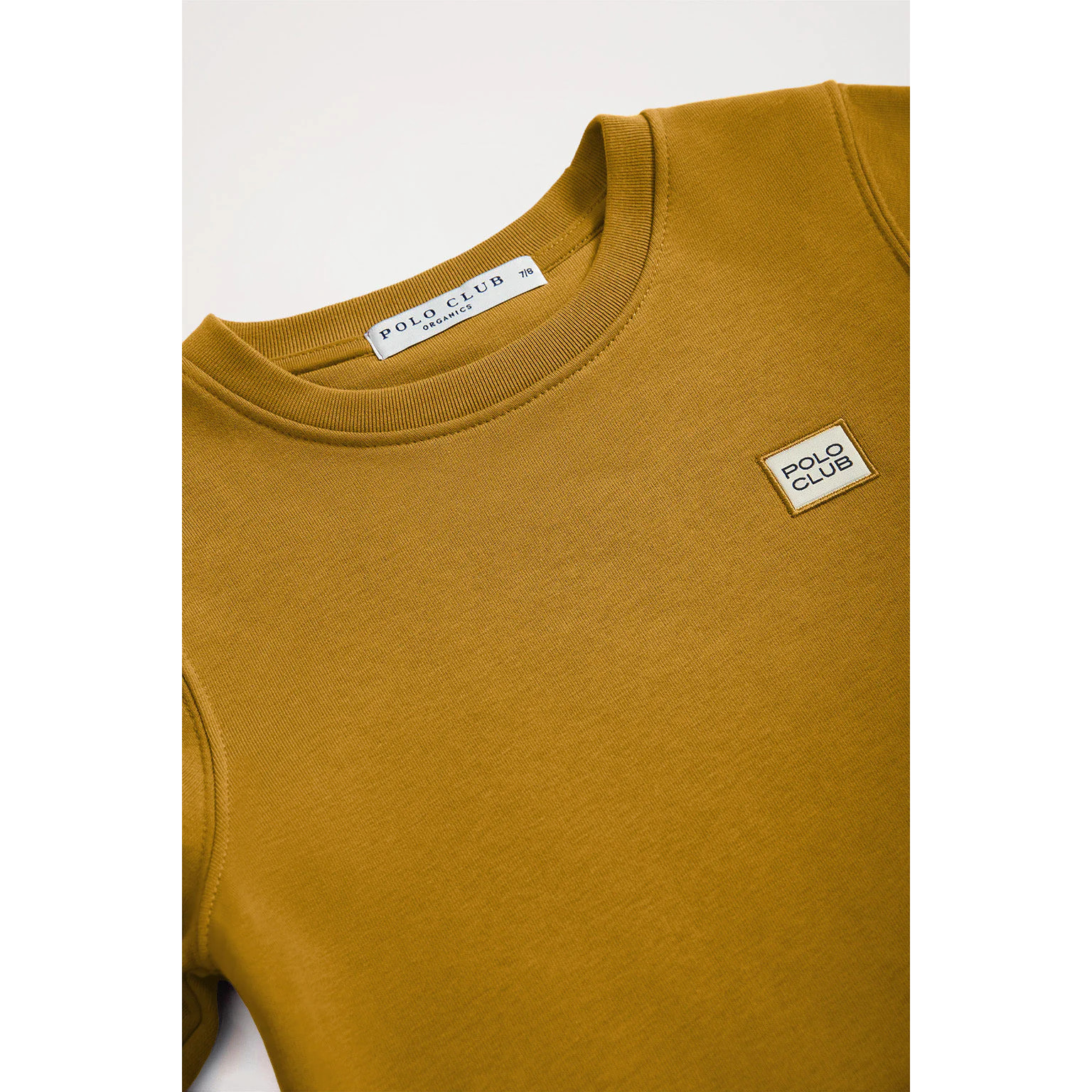 Sudadera orgánica de cuello redondo ocre Neutrals kids con logo