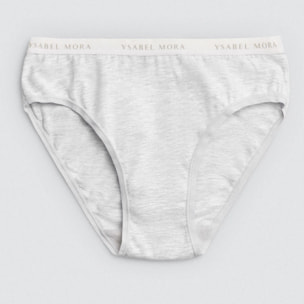 Confezione da 2 slip midi basico in cotone nero e grigio