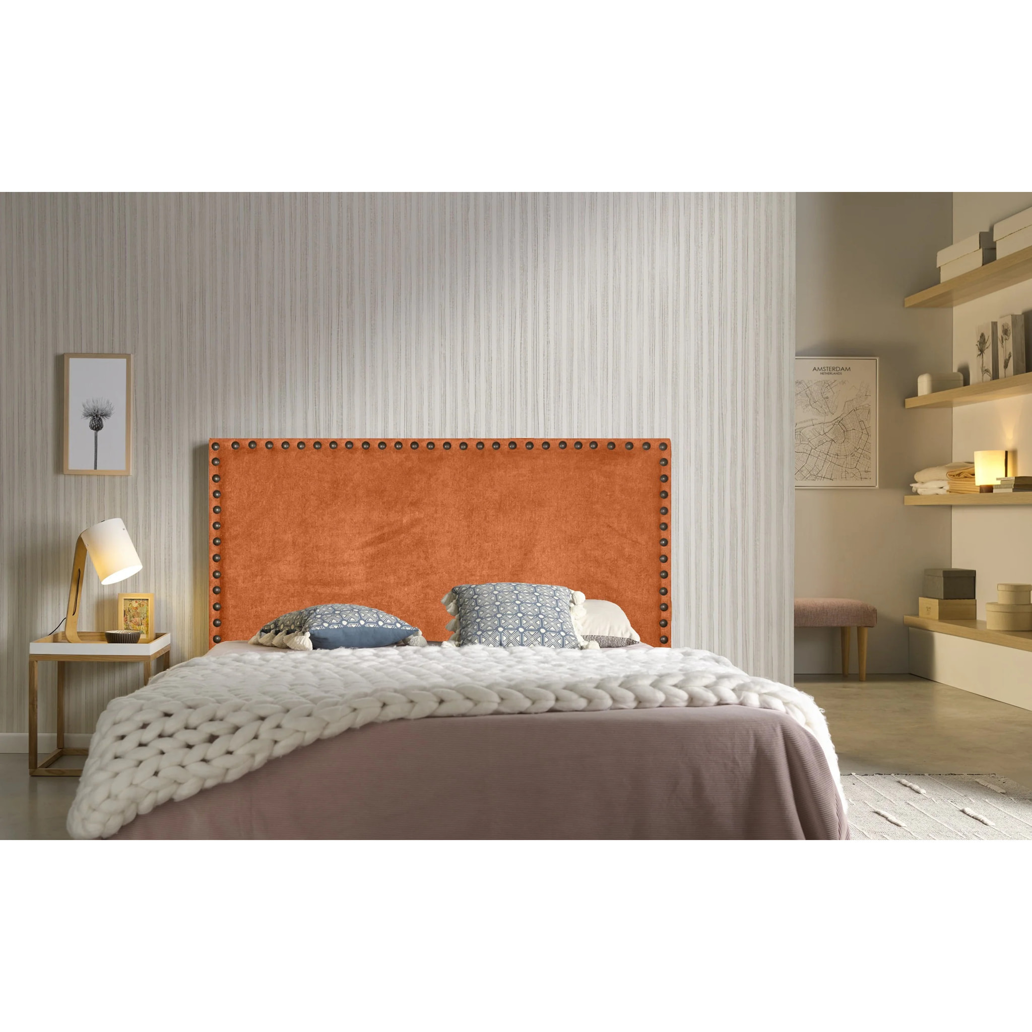 Cabecero Lirio Tela Naranja 90